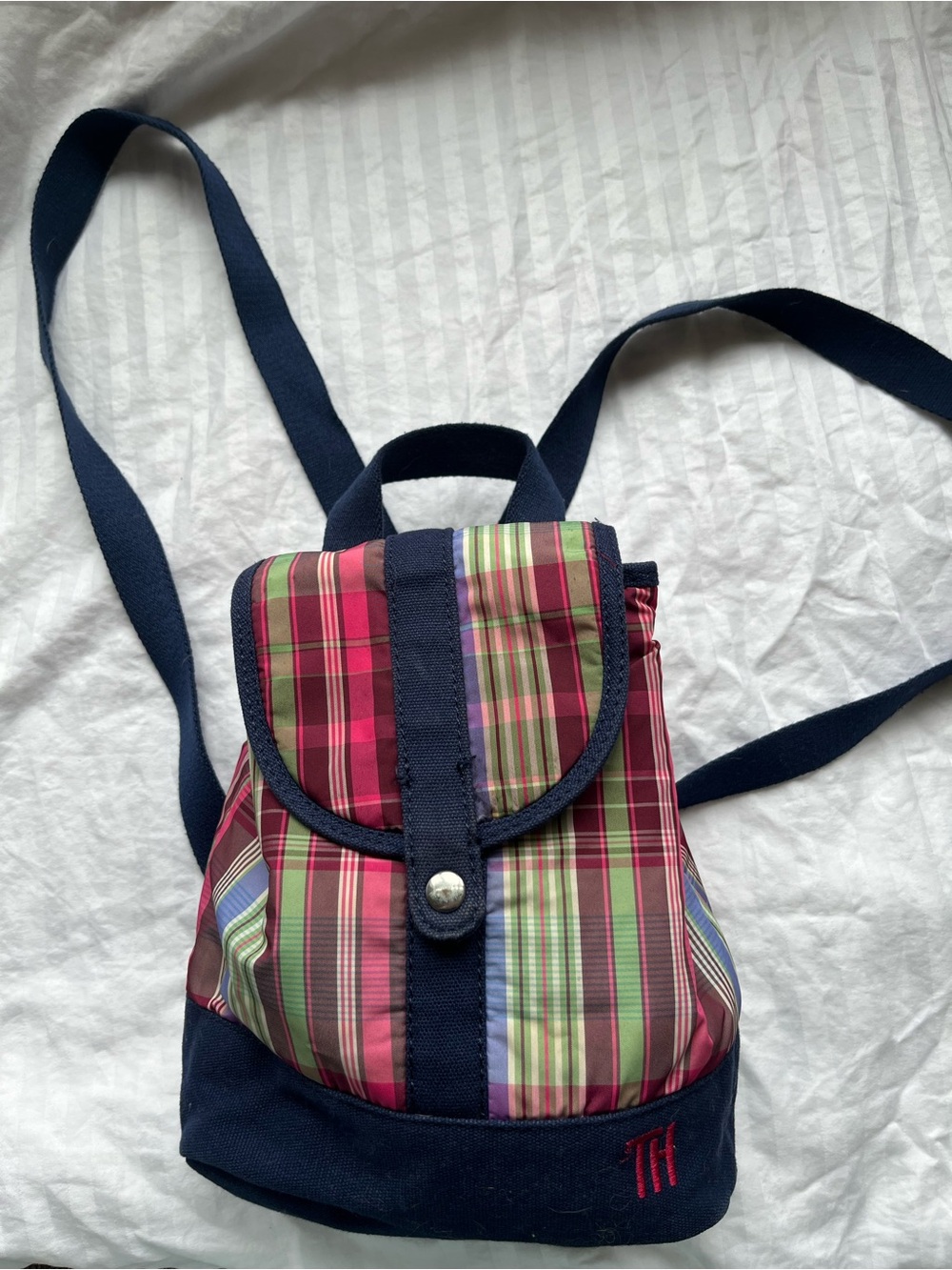 Tommy Hilfiger Plaid Mini Backpack | Y2K Preppy Nylon Bag